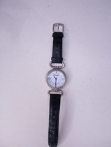 Brighton Womens COLOGNE Watch Stainless Steel Black Leather Band Crystal - $339.89 MXN