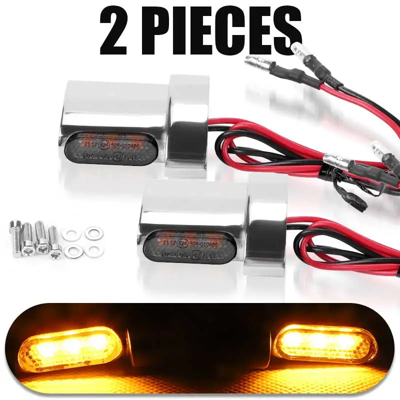 12V Motorcycle Rear Turn Signal Amber 3 LED Blinker Light E Mark Smoked Lens Min - $347.70