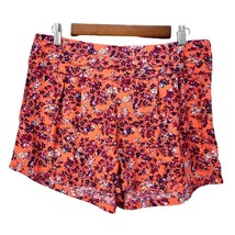 Charlotte Russe Womens M Shorts High Rise Ditzy Floral Orange Purple Pleated  - £11.58 GBP