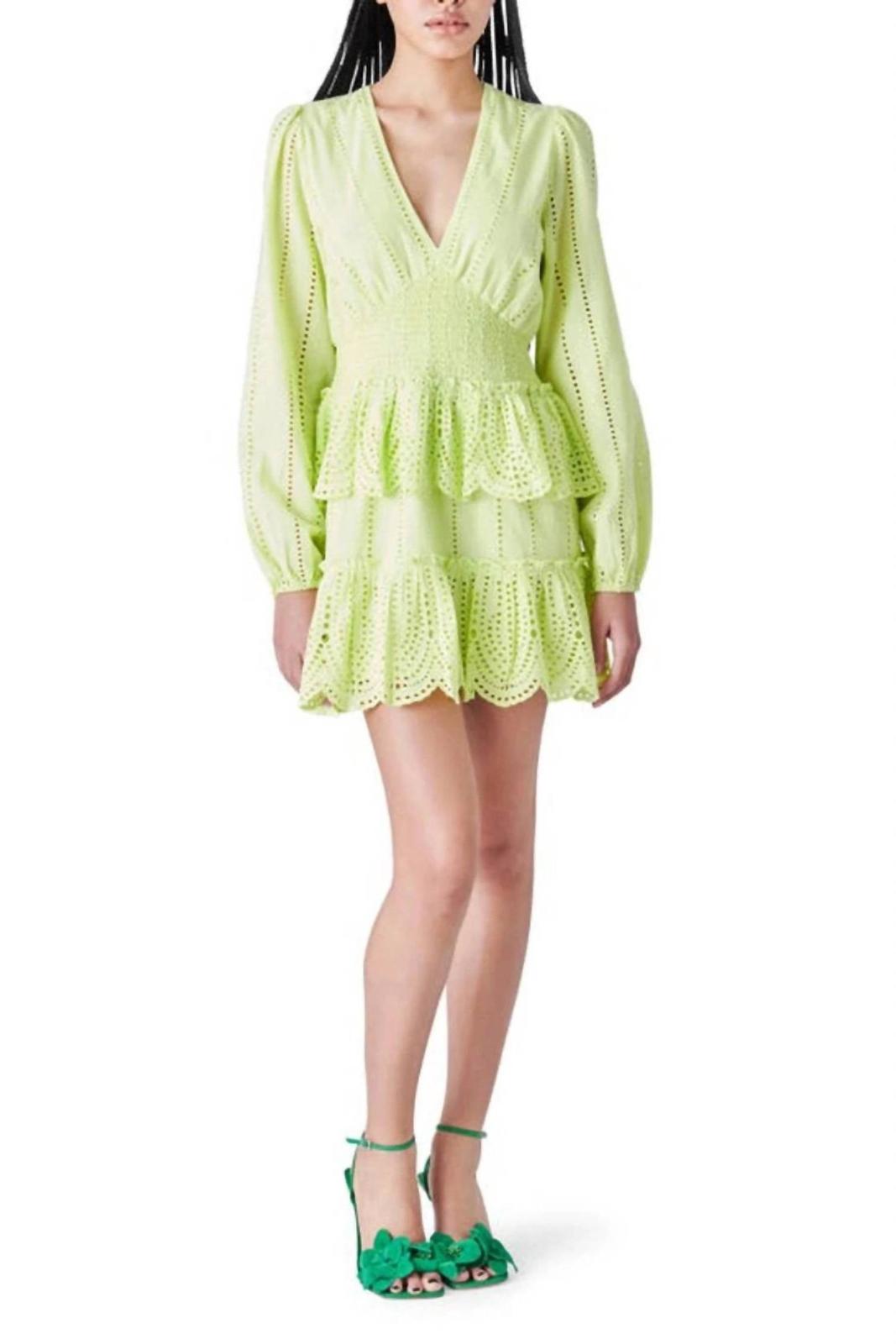 Steve Madden Eyelet Ruffle Dress Lime - $56.00