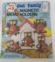 Owl Family Magnetic Memo Holders Googley Eyes 1980s Set of 5 Sealed - $18.95