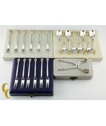 Golden Crown Danish 925 Silver Coffee Set Sugar Tongs Cocktail Forks Dem... - $13,632.86 MXN