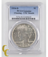 1934-D Paz Dólar Graduado Por Calidad Como Genuino Limpieza - UNC Detall... - $165.40