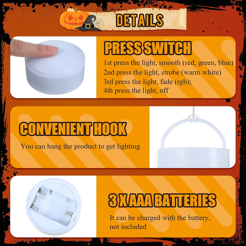 4 Pieces Halloween LED Pumpkin Lights with Remote 16 Multi Colors Timer Colored  Item image 3