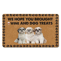 Funny Shih Tzu Dogs Outdoor Doormat Wine And Dog Treats Mat Gift For Dog... - $39.55