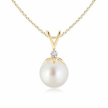 ANGARA South Sea Pearl V-Bale Pendant with Diamond in 14K Solid Gold - £461.96 GBP