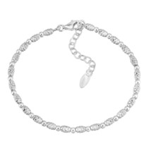 Casual Satellite Oval Bamboo Beaded Chain Sterling Silver Bracelet - £26.01 GBP