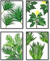 Botanical Wall Art Decoration - Prints Set of 4 Green Leaf Tropical Plan (8X10&quot;) - £10.09 GBP