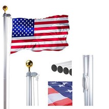 20FT Sectional Flag Pole  Aluminum Flag Poles  3'*5' American Flag and Gold Ball - $110.13