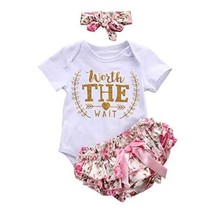 Quality Kids Girl Worth The Wait 3PCS Girl Birthday Set I babyshower I Gift I Ou - £20.31 GBP