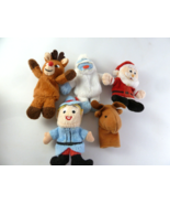 Lot Of 5 Miniature Fabric Finger Puppets Plush Toys 4&quot; tall Christmas Sa... - $10.84 CAD