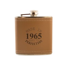 6oz Made 1965 Aged to Perfection Leather Flask KLB - £17.22 GBP