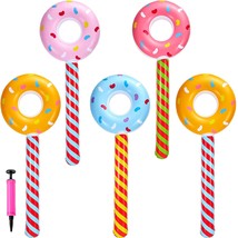 5 Pieces Inflatable Donut Lollipops With Mini Pump Pool Float Donut Sh - £20.74 GBP