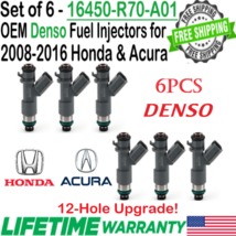 OEM x6 Denso 12-Hole Upgrade Fuel Injectors for 2008-16 Honda &amp; Acura 3.5L, 3.7L - £90.20 GBP