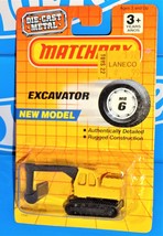 Matchbox 1990 NEW MODEL MB 6 Excavator Yellow w/ Black Stipes Tampos - $4.95