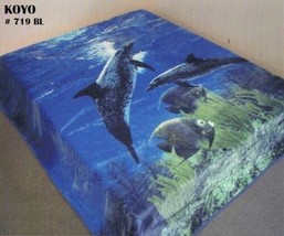 Dolphins Blue Koyo Japanese Design Blanket Softy Thick And Warm Queen Size - $113.84