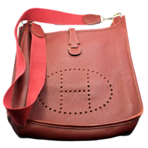 Authentic! Hermes Evelyne Brick Red Clemence Leather PM Handbag Purse - £1,883.19 GBP