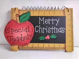 Special Teacher Merry Christmas Chalkboard Ruler Frame Wooden Christmas ... - £4.00 GBP