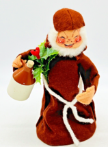 Annalee Friar Monk Wine Jug Holly Leaves Tree Topper Made in USA - $18.49