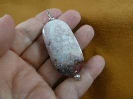 (J-199-11) oval White Mexican Lace Agate gemstone gem wired silver alloy PENDANT - £15.50 GBP