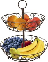 2-Tier Decorative Banana &amp; Fruit Basket Bowl - Kitchen Countertop Storag... - £40.99 GBP