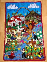 Handmade Peruvian Arpillera Wall Quilt 3D Village Scene Folk Art Tapestr... - $138.60