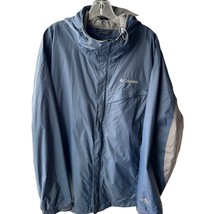 Columbia Hooded Omni-Tech Jacket Mens sz XL Blue Gray Seam-Sealed Waterproof - £20.86 GBP
