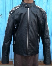 Stylish Philipp Plein Shoulder &amp; Arm Studded Leather Jacket Coat Belted ... - $159.99