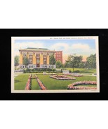 Vtg Linen Postcard Huron Park and Public Library Kansas City KS 1937 Cur... - €5,19 EUR