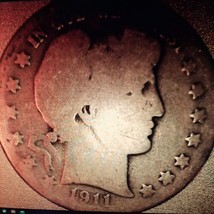 ½ Half Dollar Barber 90% Silver U.S Coin 1911 S San Francisco Mint 50C K... - $41.39