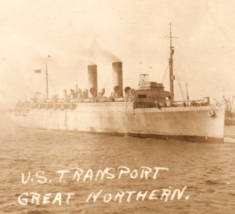 WWI USS Great Northern Transport Ship Real Photo Postcard - £26.55 GBP