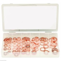 110Pc Copper Washer Assortment Flat Ring Oil Brake Line Sae - £21.92 GBP