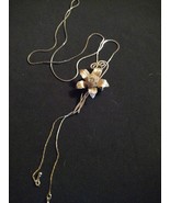 Gold Tone Adjustable Necklace Rose Brooch Combo  - $13.61 CAD