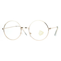 Super Flat Lens Clear Fashion Eyeglasses Round Circle Metal Frame - £15.70 GBP