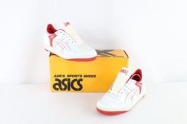 NOS Vintage 90s Asics Mens 11 Spell Out Outrage Lo Sneakers Shoes White Red - £156.86 GBP