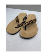 Vionic Selena Orthaheel Leopard Print Leather Calf Hair Flip Flop Sandal... - $55.99 CAD