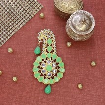 Golden Plated Multi-Color Stone Pearl Safa Kalangi groom Kundan Jewelry Indiansa - £8.54 GBP