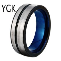 Brand JEWELRY 8MM Silver Brushed Tungsten Carbide Wedding Band With One Black St - £30.67 GBP