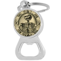 Vintage Skeleton Bottle Opener Keychain - Metal Beer Bar Tool Key Ring - £8.60 GBP
