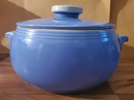 Hall&#39;s Superior Quality Kitchenware #1259 Blue Casserole Dish Rose Parade VTG - £24.88 GBP