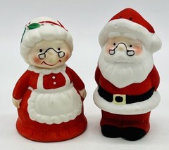 Vintage Santa Claus Mr and Mrs Salt Pepper Shakers Ceramic Christmas 3 inch - £11.22 GBP