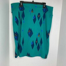 Lularoe Womens Sz 3XL Green Print Skirt Cassie Pencil Textured Below Knee Length - £9.60 GBP