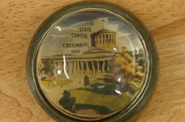 Vintage Souvenir Glass Dome Paperweight State Capitol Columbus Ohio Felt Base - £16.49 GBP