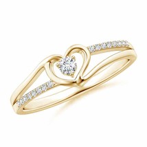 Round Diamond Split Shank Heart Promise Ring in 14K Yellow Gold Size 10 - £370.18 GBP