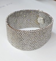 18k (750) White Gold Natural Diamond Wide Mesh Bracelet 15 Rows - $37,699.20
