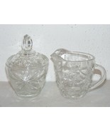 Vintage glass Star of David Anchor Hocking cream &amp; sugar bowl serving se... - £7.99 GBP