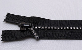 4&quot; Separating Zipper - Black Large Rhinestone Swarovski® Crystals U001.02 - £12.82 GBP