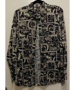 Retro Mens City Streets Long Sleeve Shirt Cartoon Prints Vintage Size L - $27.69