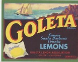 Goleta Famous Santa Barbara Lemons Crate Label Sunkist California  - $13.86