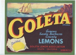 Goleta Famous Santa Barbara Lemons Crate Label Sunkist California  - $13.86